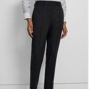 Theory Project Ankle Pant Charcoal Mélange Wool Flat Front Slim Belted (size 8)